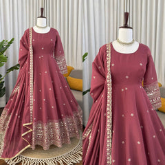 Regal Rose Pink Embroidered Anarkali Ensemble