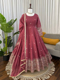 Regal Rose Pink Embroidered Anarkali Ensemble
