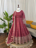 Regal Rose Pink Embroidered Anarkali Ensemble