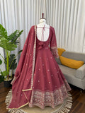 Regal Rose Pink Embroidered Anarkali Ensemble