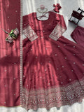 Regal Rose Pink Embroidered Anarkali Ensemble