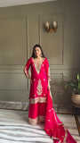 Hot Pink Festive Wear Sharara Suit with Heavy Embroidery