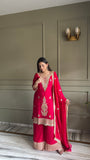 Hot Pink Festive Wear Sharara Suit with Heavy Embroidery