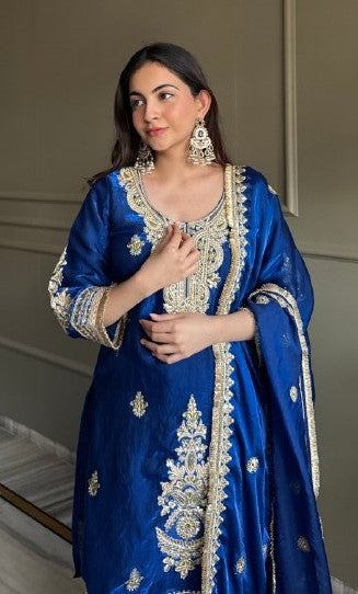 Midnight Blue Festive Sharara Suit with Dupatta