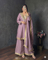 Mauve Embroidered Sharara Set with Dupatta