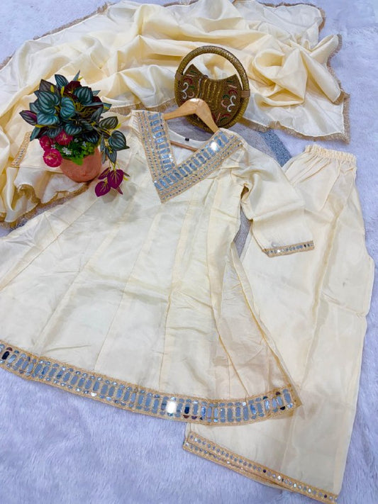 Ivory Embroidered Sharara Set with Dupatta