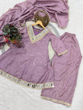 Mauve Embroidered Sharara Set with Dupatta