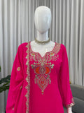 Hot Pink Embroidered Kurta Sharara Set with Dupatta