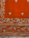 Royal Orange Heavy Embroidered Kurta Palazzo Set