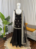 Royal Black Embroidered Kurta Palazzo Set with Dupatta
