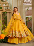 Regal Sunshine Yellow Embroidered Anarkali Ensemble