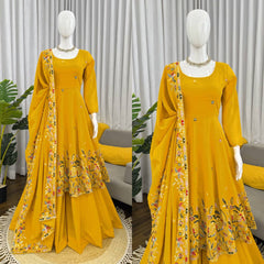 Regal Sunshine Yellow Embroidered Anarkali Ensemble