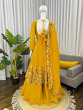 Regal Sunshine Yellow Embroidered Anarkali Ensemble
