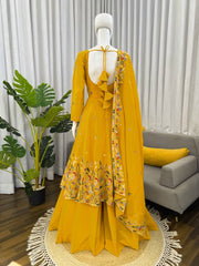 Regal Sunshine Yellow Embroidered Anarkali Ensemble