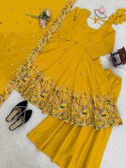 Regal Sunshine Yellow Embroidered Anarkali Ensemble