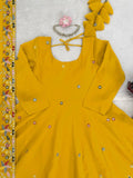 Regal Sunshine Yellow Embroidered Anarkali Ensemble