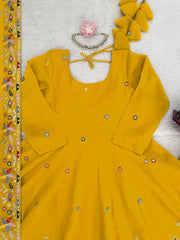 Regal Sunshine Yellow Embroidered Anarkali Ensemble
