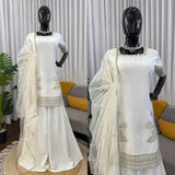 Mustard Gold Embroidered Kurta Sharara Set with Dupatta