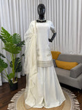 Mustard Gold Embroidered Kurta Sharara Set with Dupatta