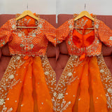 Sunset Orange Elegance Saree