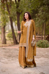 Elegant White Embroidered Kurta Sharara Set with Dupatta