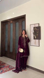 Wine Embroidered Kurta Sharara Set with Dupatta