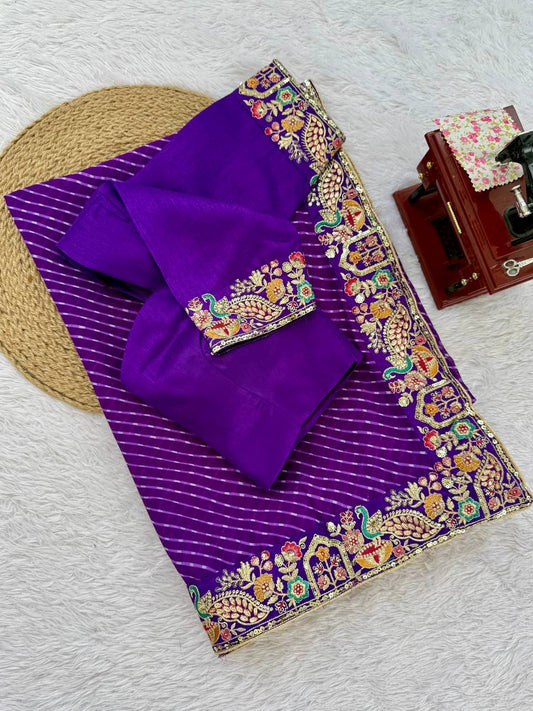 Purple Heritage Saree with Traditional Weave