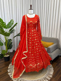 Bridal Red Embroidered Anarkali Gown with Dupatta