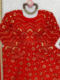 Bridal Red Embroidered Anarkali Gown with Dupatta