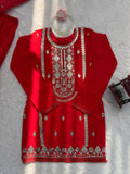 Designer Red Sharara Suit with Embroidered Kurta & Dupatta