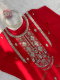 Designer Red Sharara Suit with Embroidered Kurta & Dupatta