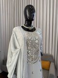Ethereal Ice Grey Sharara Set with Handcrafted Mirror Embroidery, Flowy Tiered Gharara & Graceful Dupatta Elegance