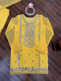 Sunshine Yellow Sharara Set with Mirror Work Kurta, Flowing Layered Gharara & Elegant Dupatta