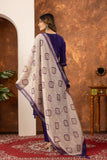 Royal Purple Embroidered Kurta Pant Set with Printed Dupatta
