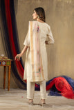 Ivory Embroidered Kurta Pant Set with Floral Printed Dupatta