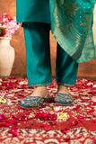 Teal Green Embroidered Kurta Pant Set with Banarasi Dupatta