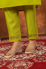 Lime Green Embroidered Kurta Pant Set with Dupatta