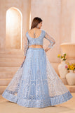 Heavy embroidered sky blue lehenga set for bridal and festive wear