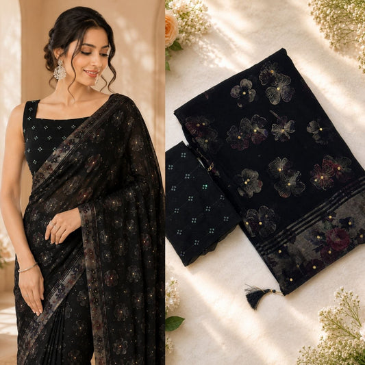 Designer Gerogette Party Wear Saree