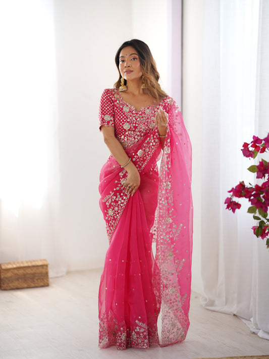 Rosy Pink Radiance Saree