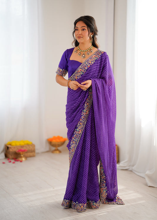 Purple Heritage Saree with Traditional Weave