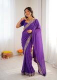 Purple Heritage Saree with Traditional Weave