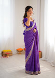 Purple Heritage Saree with Traditional Weave