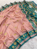 festive-wear-pink-silk-saree-with-matching-green-blouse