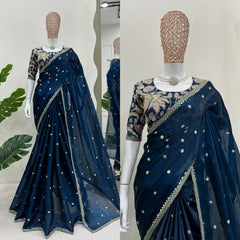 Midnight Elegance Embellished Saree