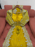 Designer Yellow Net Saree with Intricate Embellishments