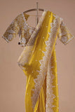 Designer Yellow Net Saree with Intricate Embellishments