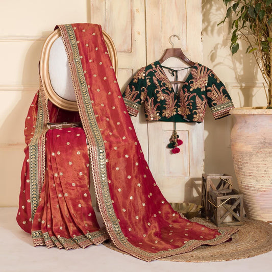 Royal Crimson Net Saree