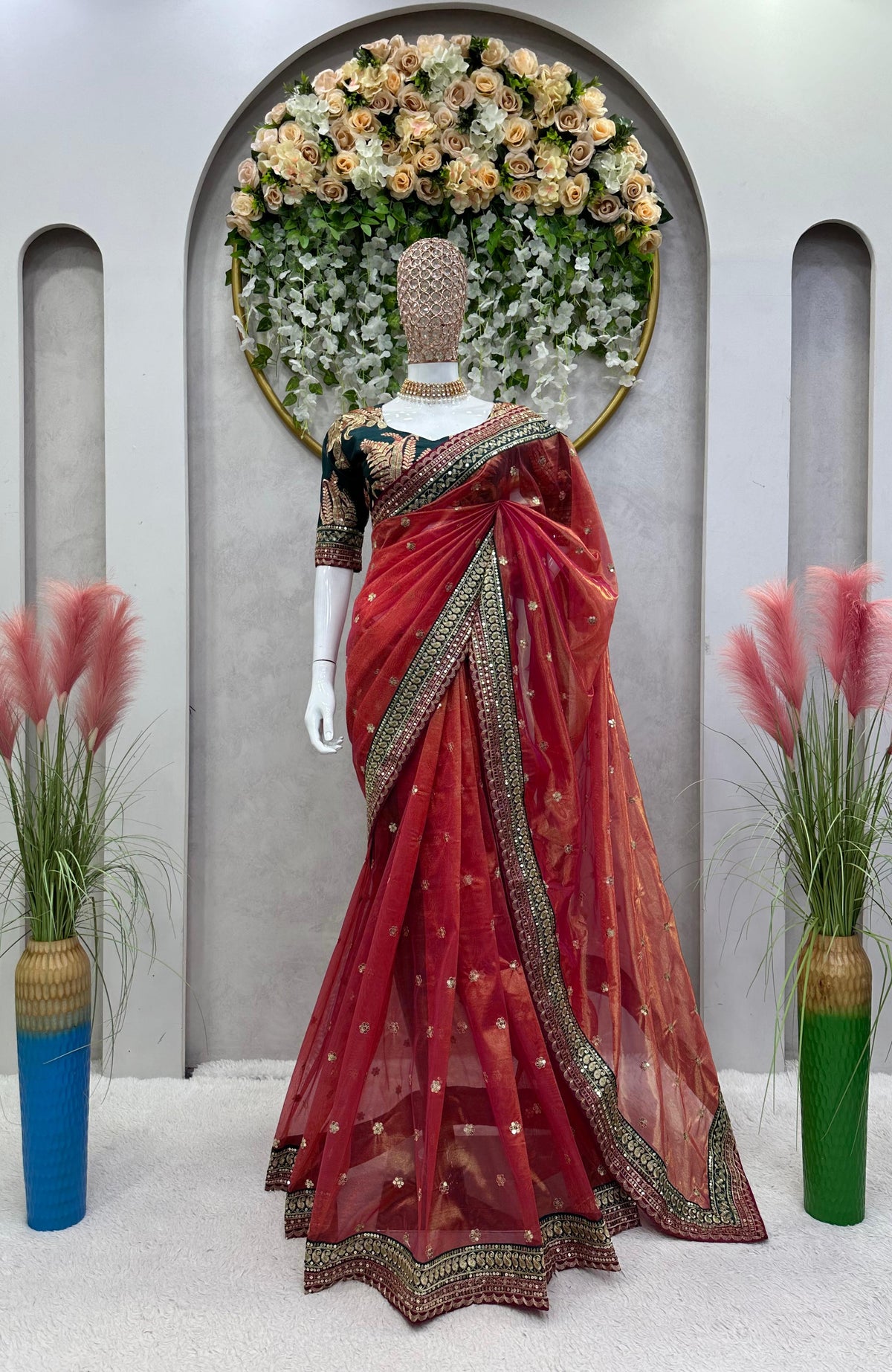 Royal Crimson Net Saree