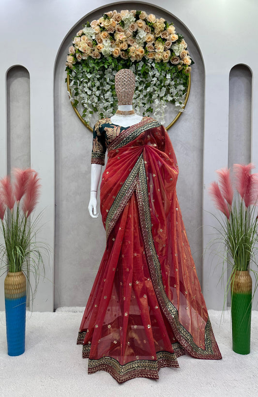 Royal Crimson Net Saree